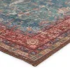 Tapete Hacienda Floral Persa Desgastado en Azul y Rojo