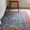 Tapete Hacienda Floral Persa Desgastado en Azul y Rojo