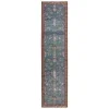 Tapete Hacienda Floral Persa Desgastado en Azul y Rojo