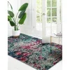 oasis con manchas azul y rojo