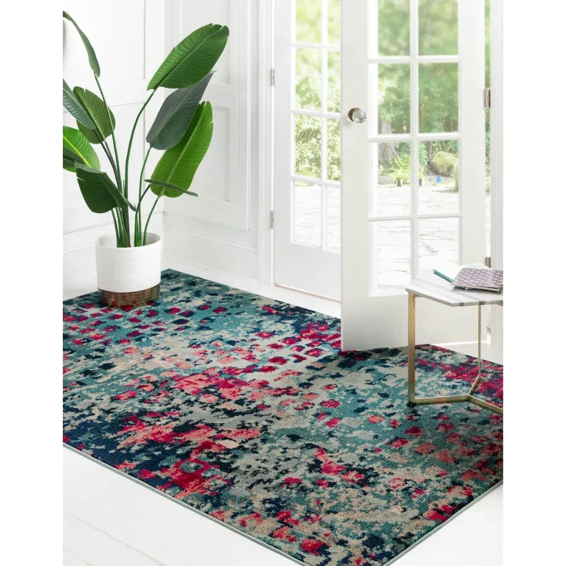 oasis con manchas azul y rojo