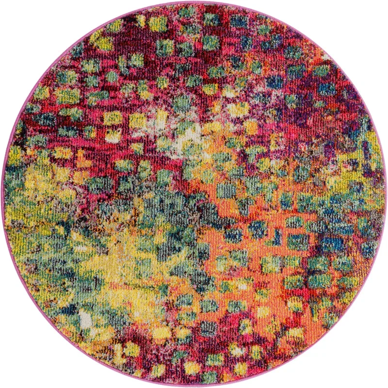 Tapete Oasis con Manchas Multicolor, versión redonda