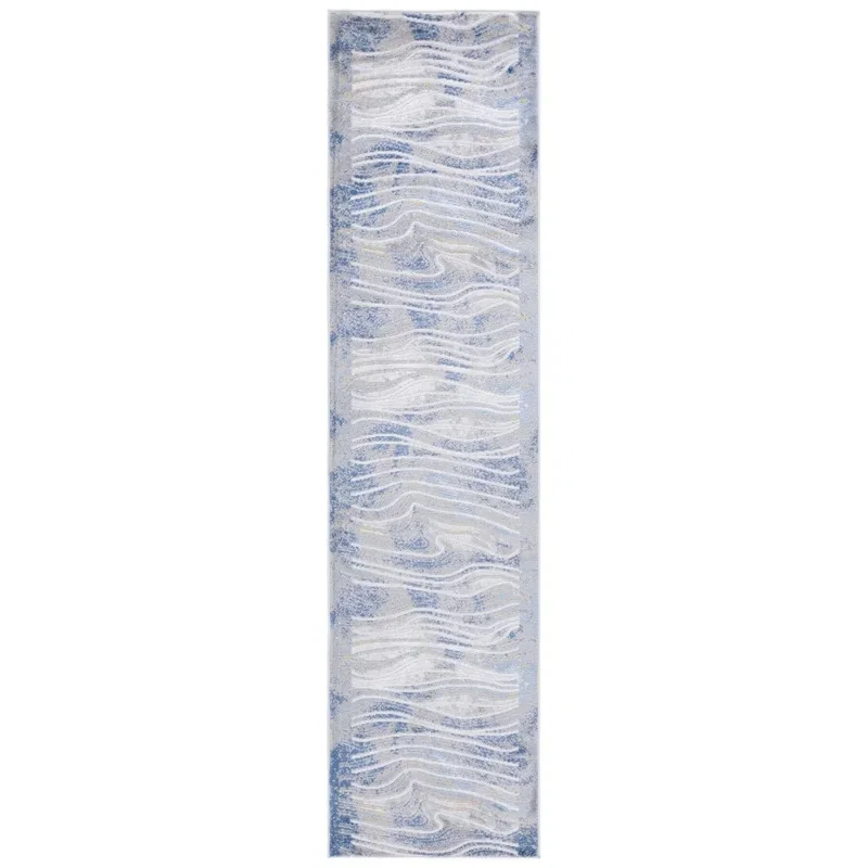 Tapete Palmar de Ondas Fluidas en Beige con Azul