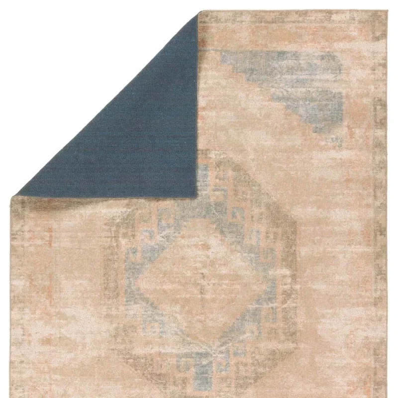 Tapete Periodo de Medallón en Beige y Azul