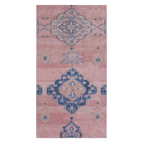 Tapete Posada Medallón Floral en Rosa y Azul
