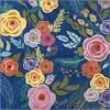 Tapete Primavera Rosas Jardín en Azul, versión cuadrada