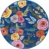 Tapete Primavera Rosas Jardín en Azul, versión redonda