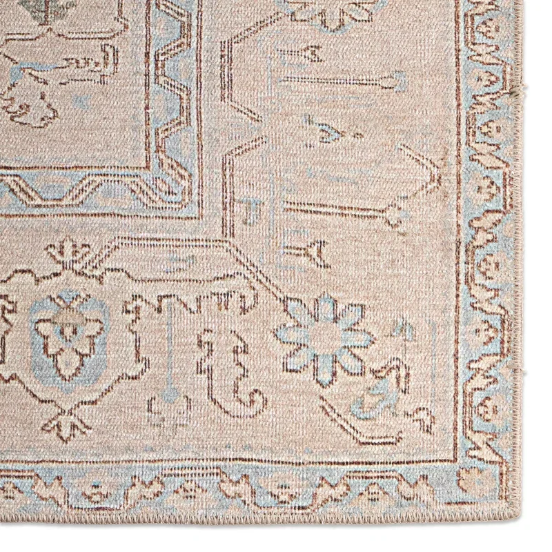 Tapete Relaciones Medallón Vintage en Beige y Azul