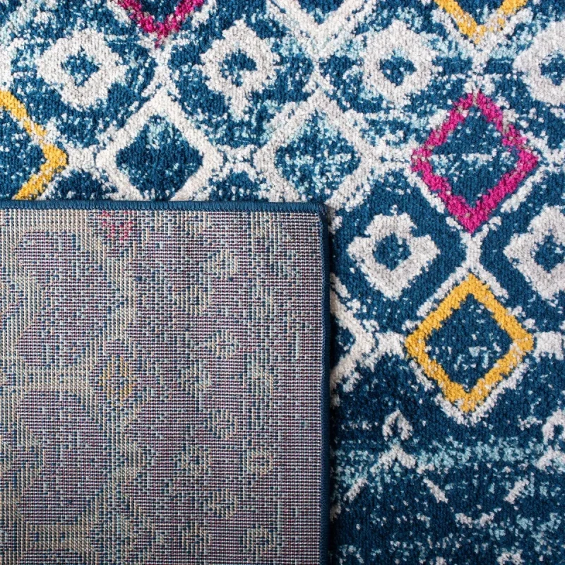 Tapete Roterdam Franjas de Rombos en Azul Marino