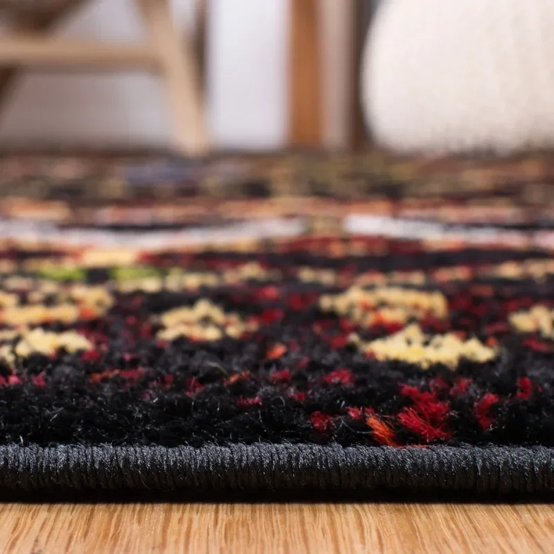 Tapete Roterdam Franjas de Rombos en Negro Multicolor