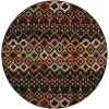 Tapete Roterdam Franjas de Rombos en Negro Multicolor