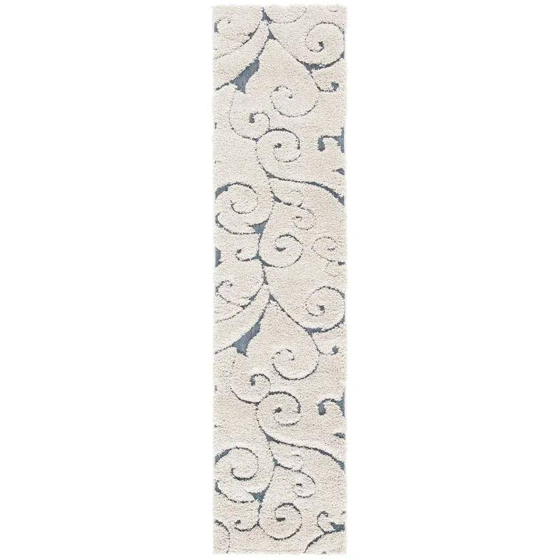 Tapete Shag Miami Floral en Beige con Azul