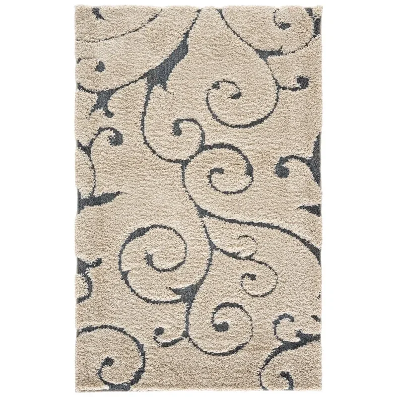 Tapete Shag Miami Floral en Beige con Azul