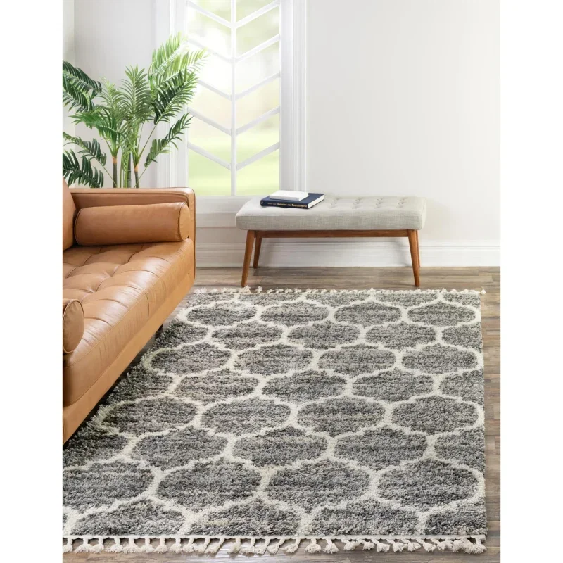 shag nordico enrejado en gris