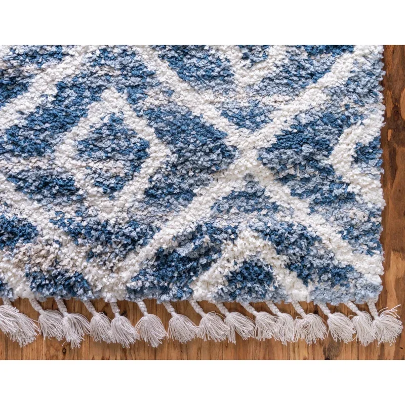 shag nordico rombos en azul
