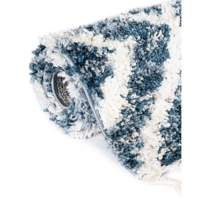 shag nordico rombos en azul