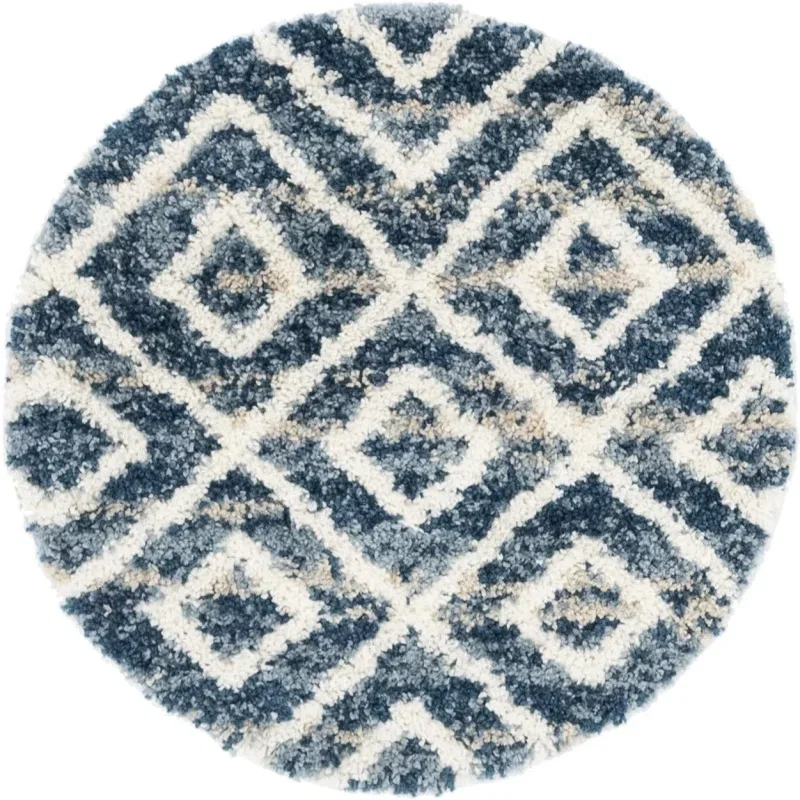 shag nordico rombos en azul