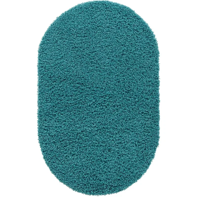 Tapete Shag Solido en Azul Aqua