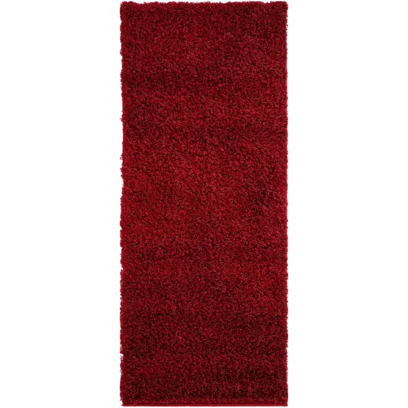 Tapete Shag Solido en Rojo Cereza