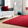 Tapete Shag Solido en Rojo Cereza