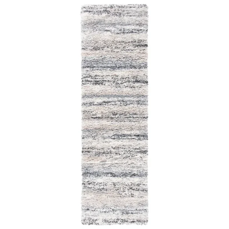 Tapete Shag Toscana de Rayas en Marfil con Gris