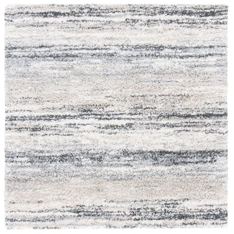 Tapete Shag Toscana de Rayas en Marfil con Gris