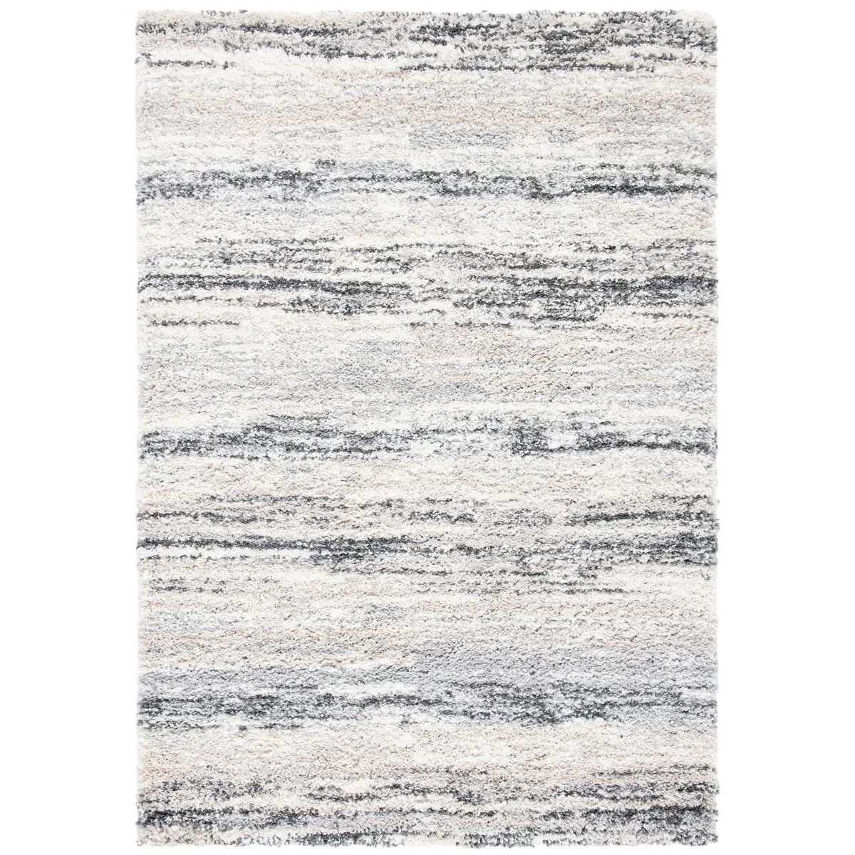 Tapete Shag Toscana de Rayas en Marfil con Gris