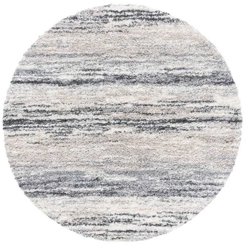 Tapete Shag Toscana de Rayas en Marfil con Gris