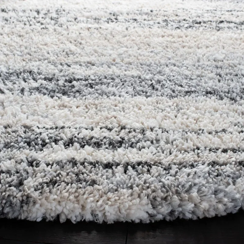 Tapete Shag Toscana de Rayas en Marfil con Gris