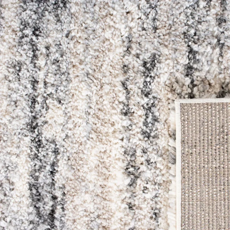 Tapete Shag Toscana de Rayas en Marfil con Gris