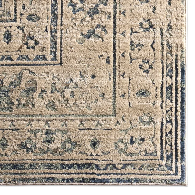 Tapete Susurro Ikat Vintage en Azul y Gris