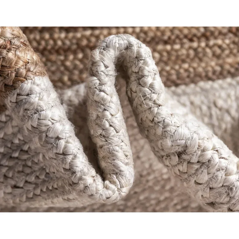 Tapete Trenzado de Yute Blanco con Borde Natural