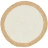Tapete Trenzado de Yute Blanco con Borde Natural