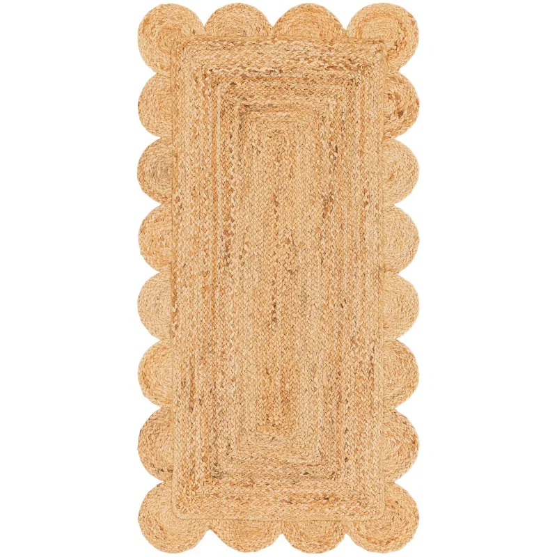 trenzado de yute con orilla ornamental en natural