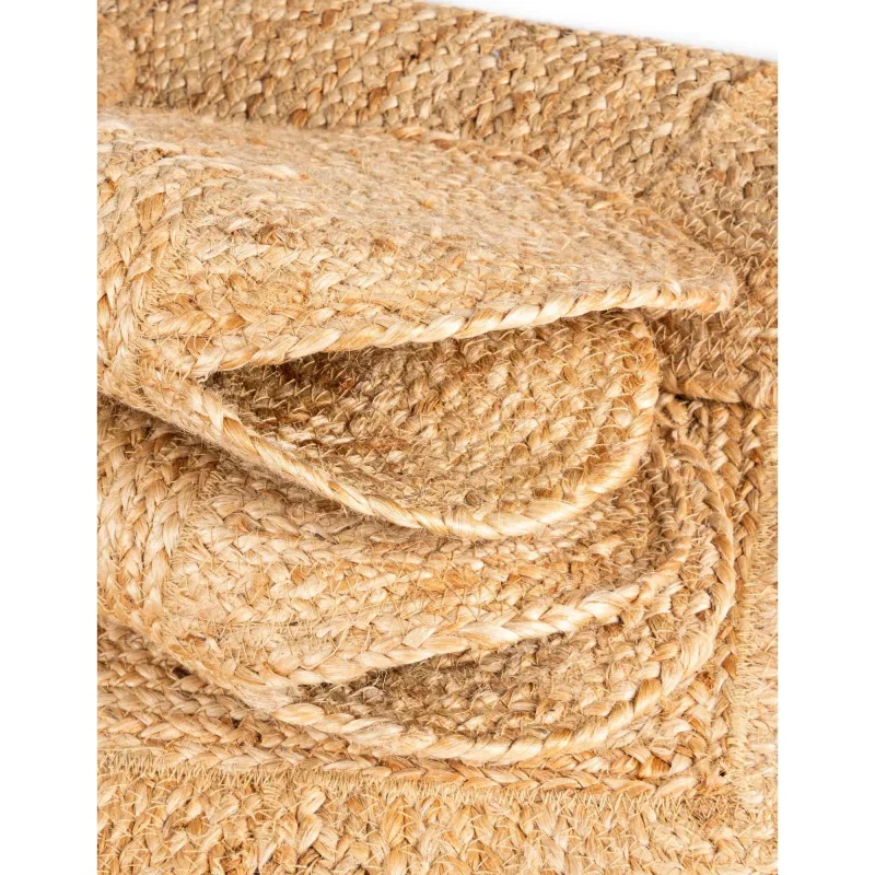 trenzado de yute con orilla ornamental en natural