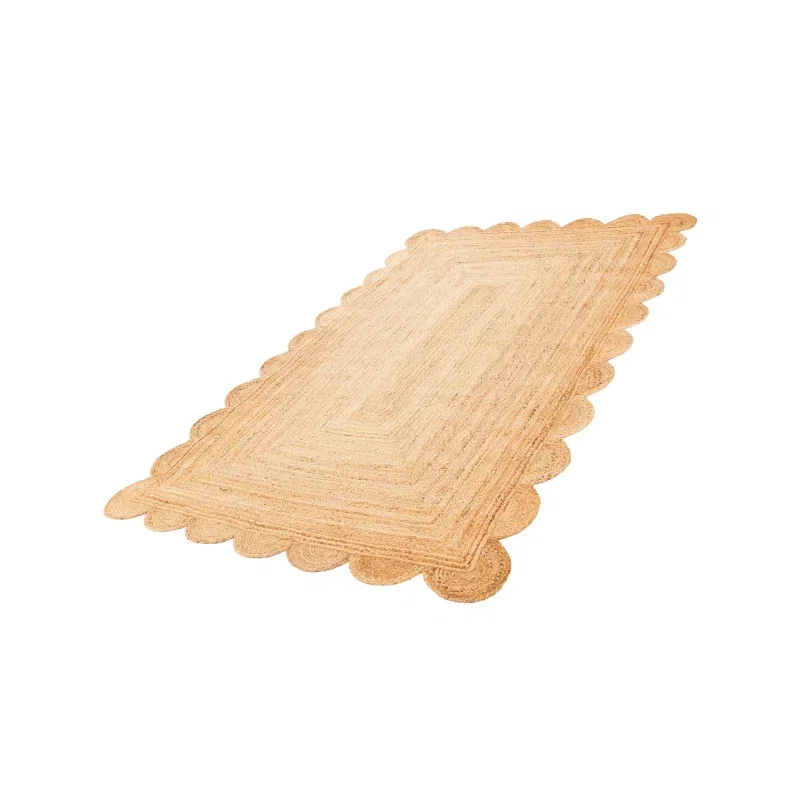 Tapete Trenzado de Yute con Orilla Ornamental en Natural