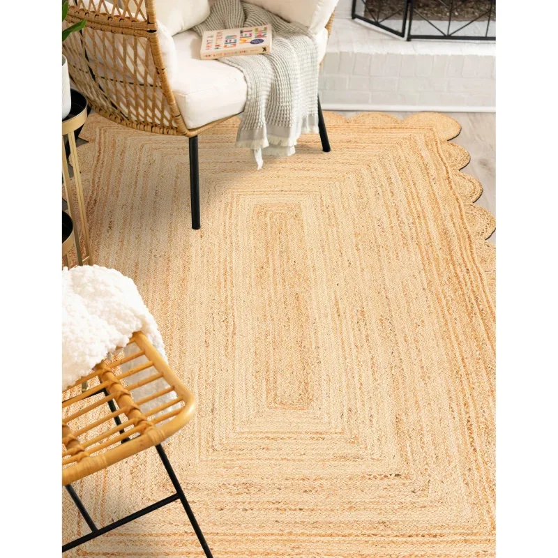 trenzado de yute con orilla ornamental en natural