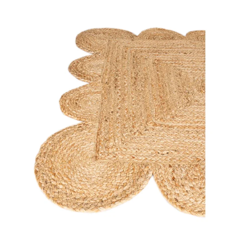 Tapete Trenzado de Yute con Orilla Ornamental en Natural