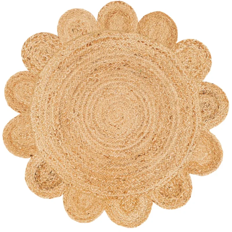 trenzado de yute con orilla ornamental en natural