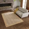 Tapete Trenzado de Yute Gris con Borde Natural