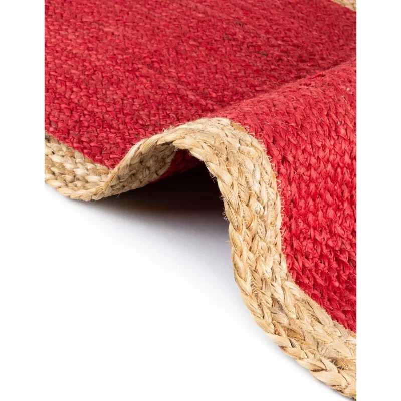 trenzado de yute rojo con borde natural