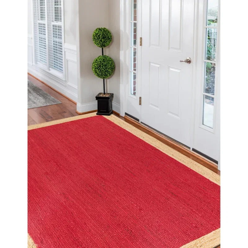 trenzado de yute rojo con borde natural