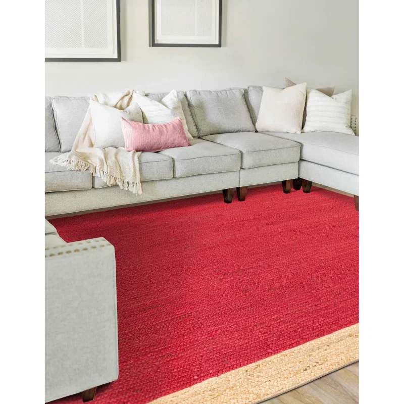 trenzado de yute rojo con borde natural