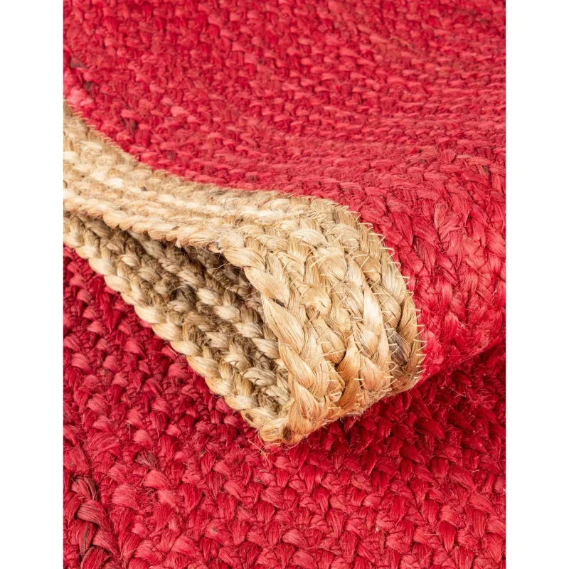 trenzado de yute rojo con borde natural