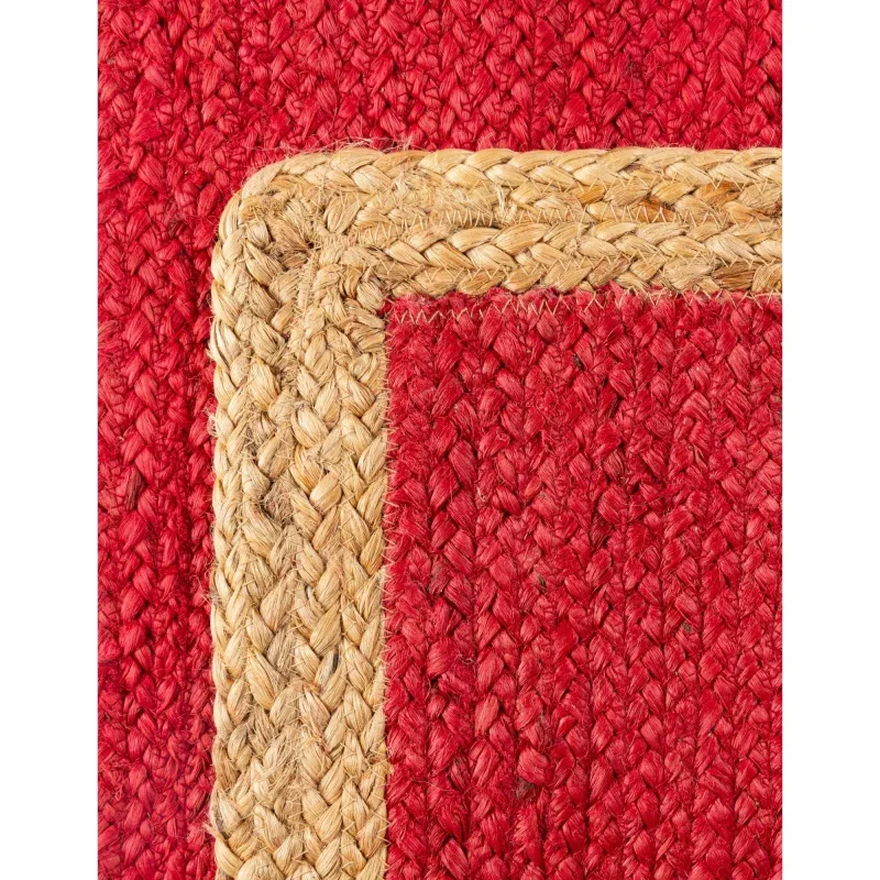 trenzado de yute rojo con borde natural