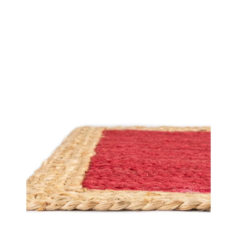 trenzado de yute rojo con borde natural