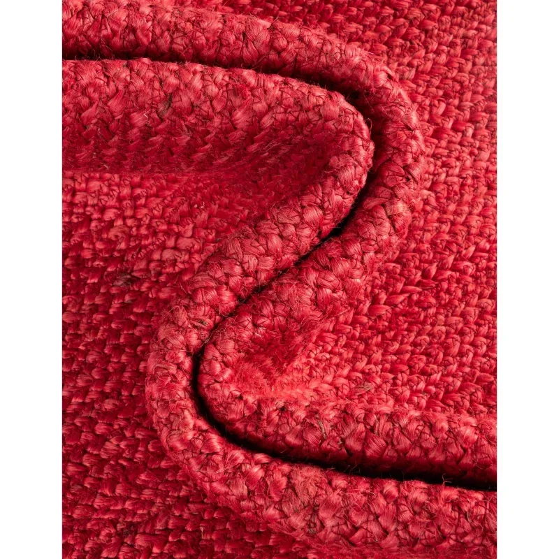 trenzado de yute rojo con borde natural