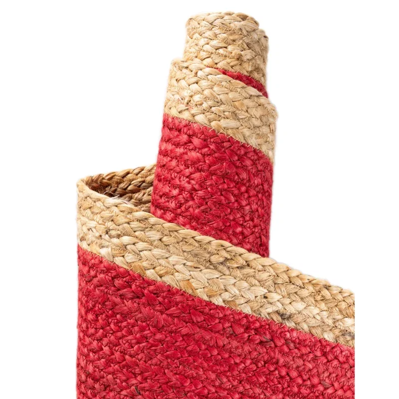 trenzado de yute rojo con borde natural