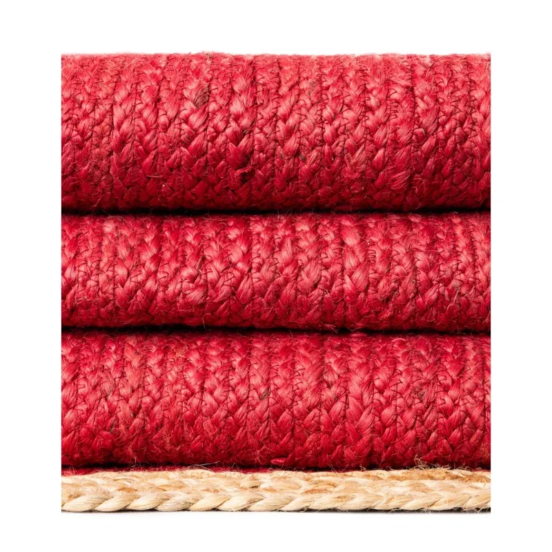 trenzado de yute rojo con borde natural