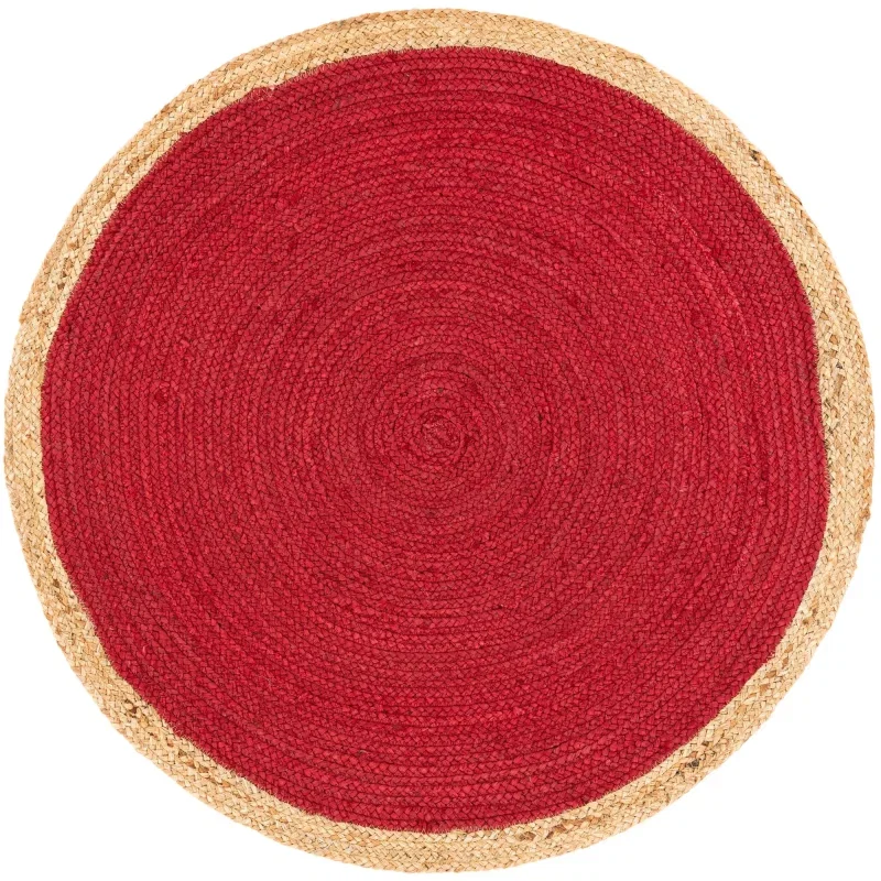 trenzado de yute rojo con borde natural